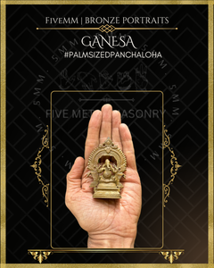 Ganesa Panchaloha Bronze Icon - 3" Seated with arch
