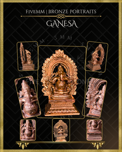 Ganesa Panchaloha Bronze Icon - 3" Seated with arch