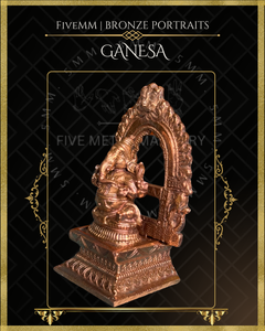 Ganesa Panchaloha Bronze Icon - 3" Seated with arch