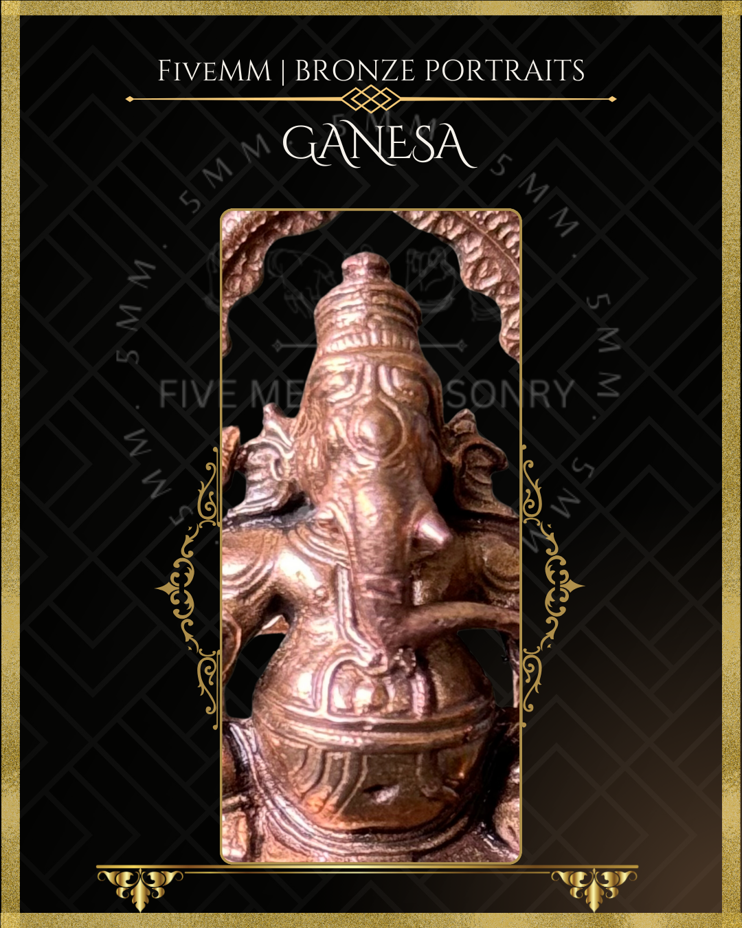 Ganesa Panchaloha Bronze Icon - 3" Seated with arch
