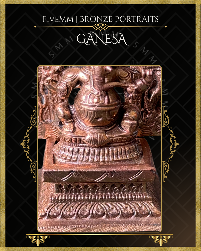 Ganesa Panchaloha Bronze Icon - 3" Seated with arch