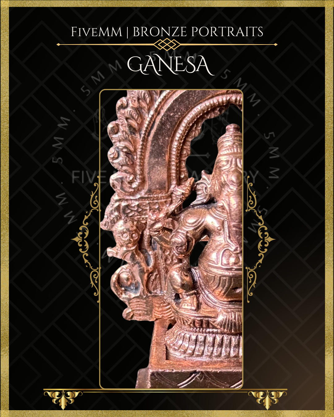 Ganesa Panchaloha Bronze Icon - 3" Seated with arch