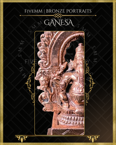 Ganesa Panchaloha Bronze Icon - 3" Seated with arch