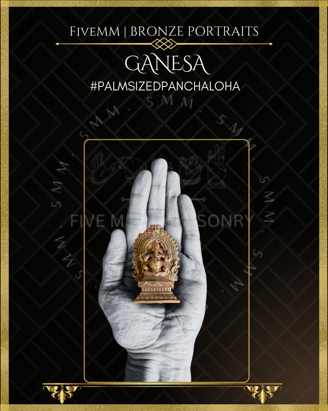 Ganesa Panchaloha Bronze Icon - 3" Seated with arch
