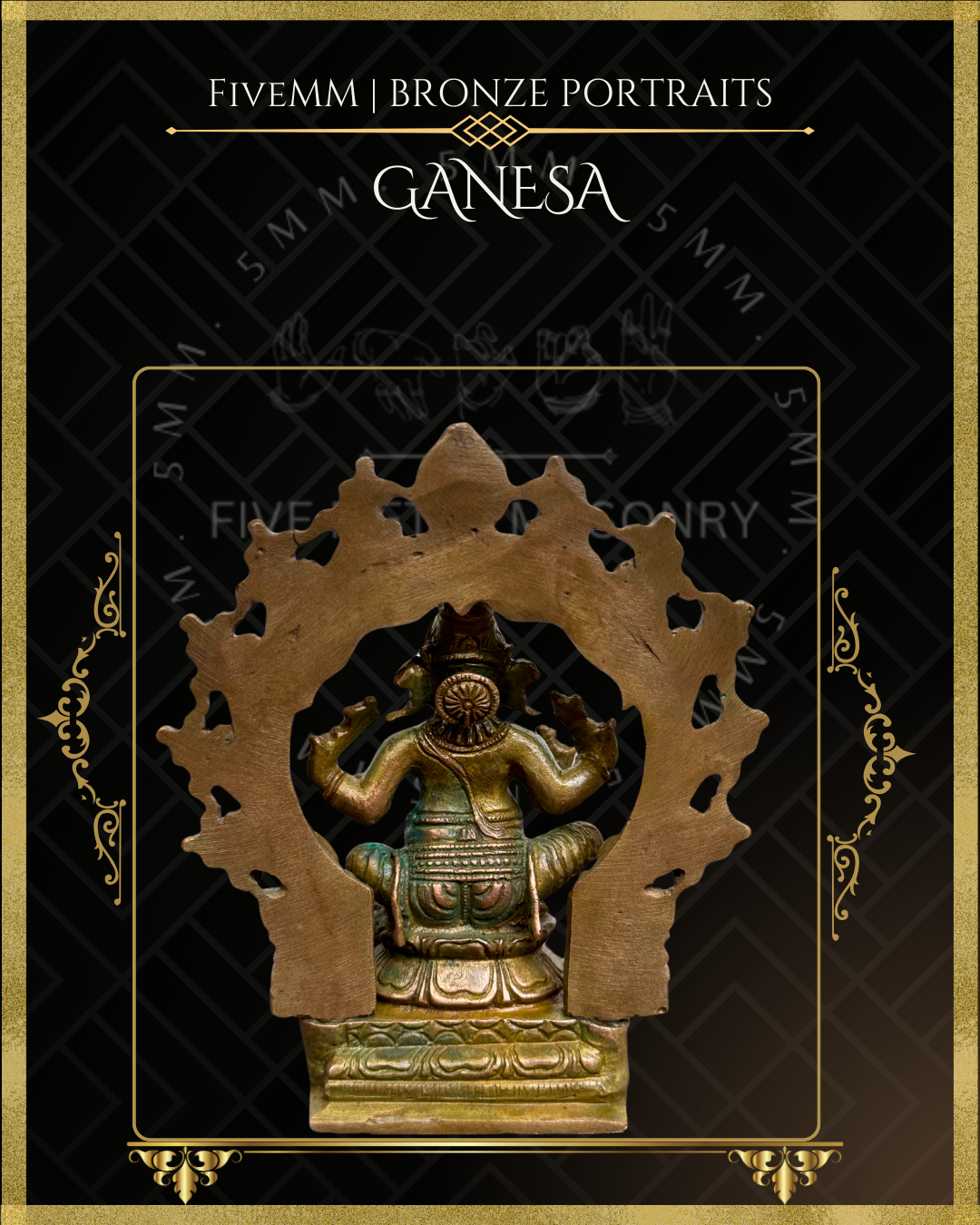 Ganesa Panchaloha Bronze Icon - 4" Seated with arch