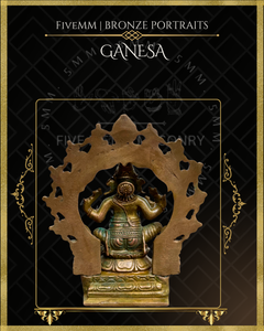 Ganesa Panchaloha Bronze Icon - 4" Seated with arch