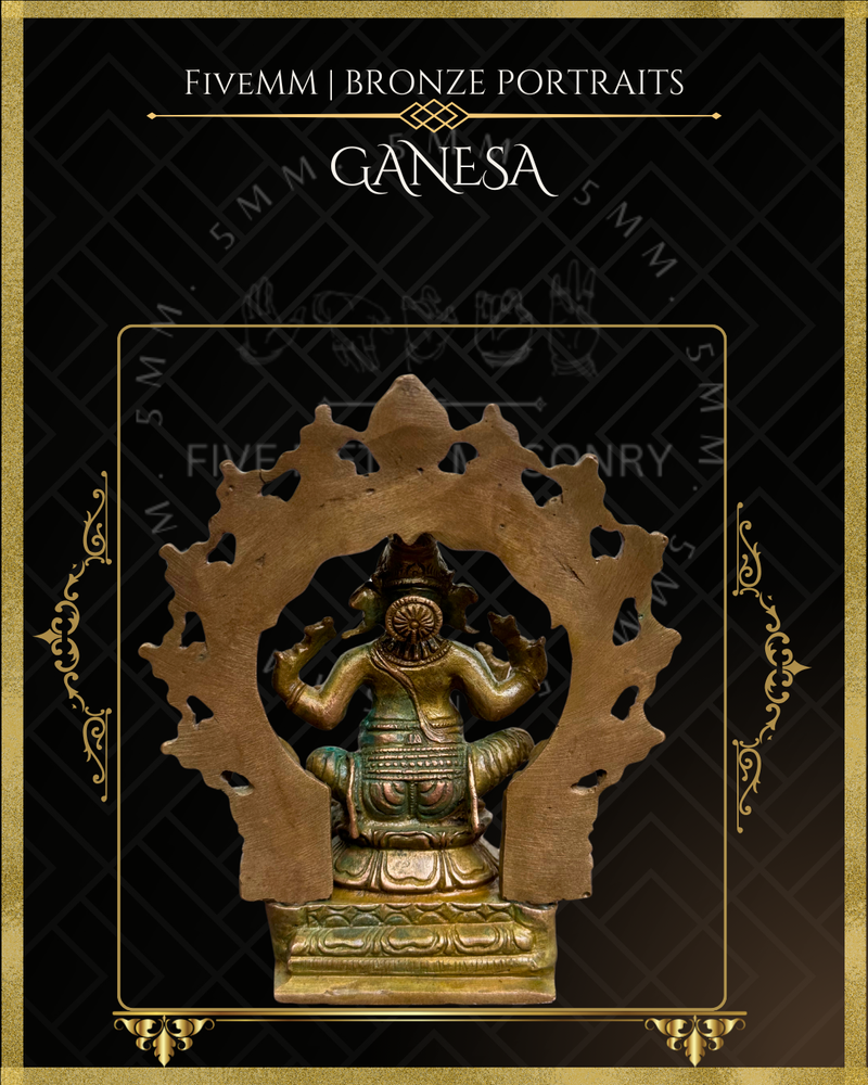 Ganesa Panchaloha Bronze Icon - 4" Seated with arch