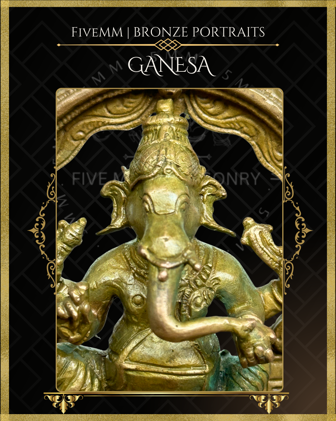 Ganesa Panchaloha Bronze Icon - 4" Seated with arch