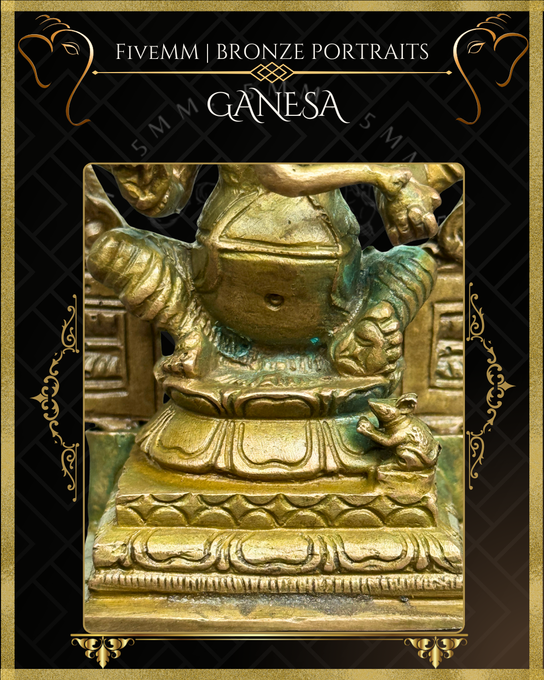 Ganesa Panchaloha Bronze Icon - 4" Seated with arch
