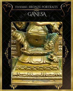 Ganesa Panchaloha Bronze Icon - 4" Seated with arch