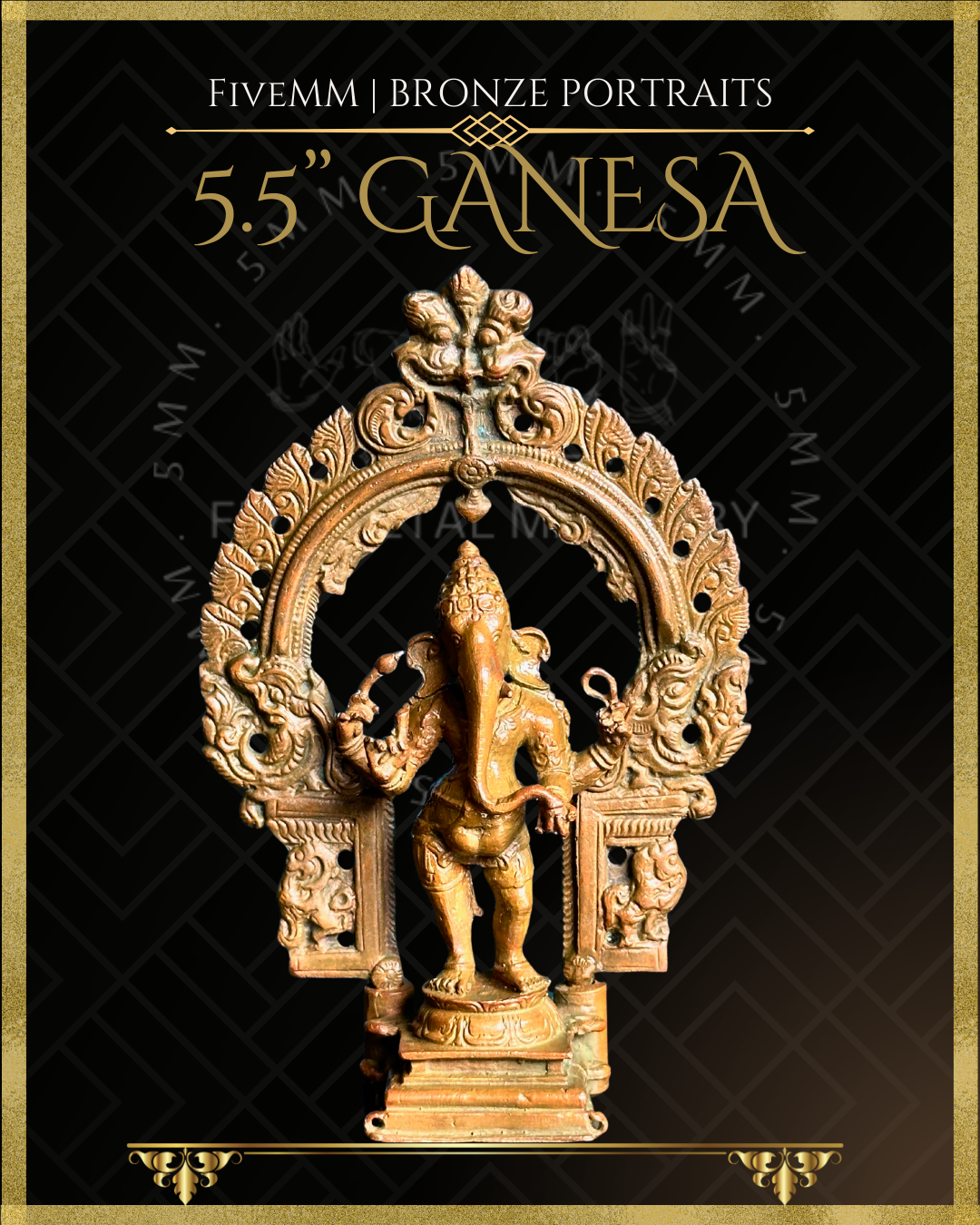 Ganesa Panchaloha Bronze Icon - 5.5" Standing with arch