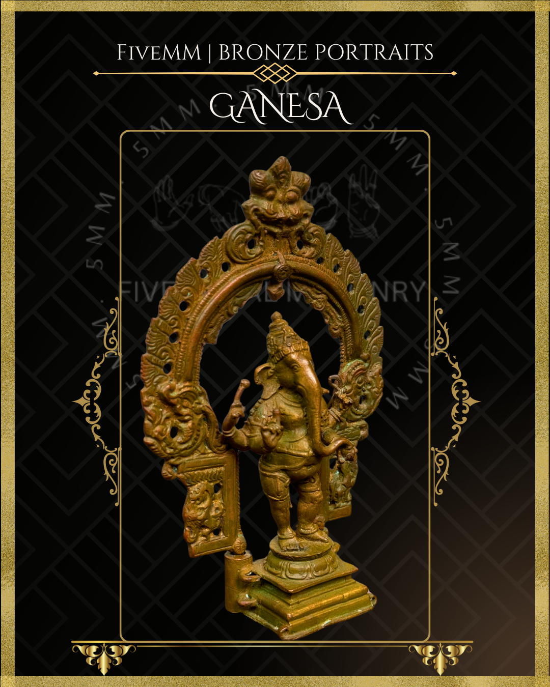 Ganesa Panchaloha Bronze Icon - 5.5" Standing with arch