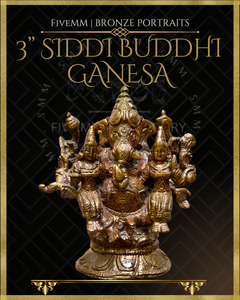 Siddhi Buddhi Ganesa Panchaloha Bronze Icon - 3"