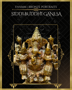 Siddhi Buddhi Ganesa Panchaloha Bronze Icon - 3"