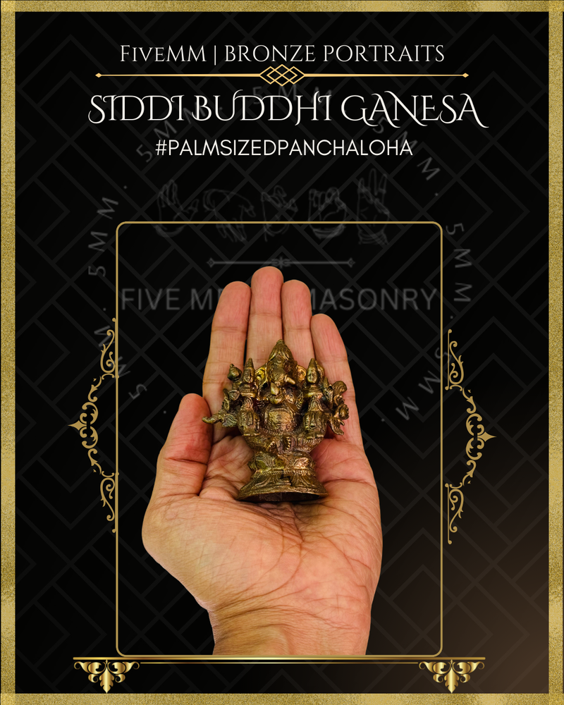 Siddhi Buddhi Ganesa Panchaloha Bronze Icon - 3"