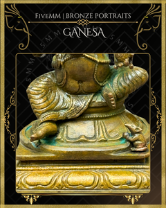 Ganesa Panchaloha Bronze Icon - 5.5" Seated with arch - Antique finish