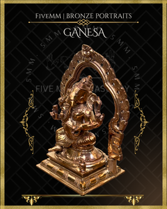 Ganesa Panchaloha Bronze Icon - 5.5" Seated with arch - Polished finish