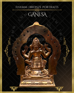 Ganesa Panchaloha Bronze Icon - 5.5" Seated with arch - Polished finish