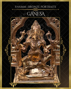 Ganesa Panchaloha Bronze Icon - 5.5" Seated with arch - Polished finish