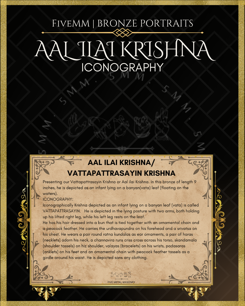 Aal Ilai / Vatapatrasayi Krishna Panachaloha Bronze Icon - 10"