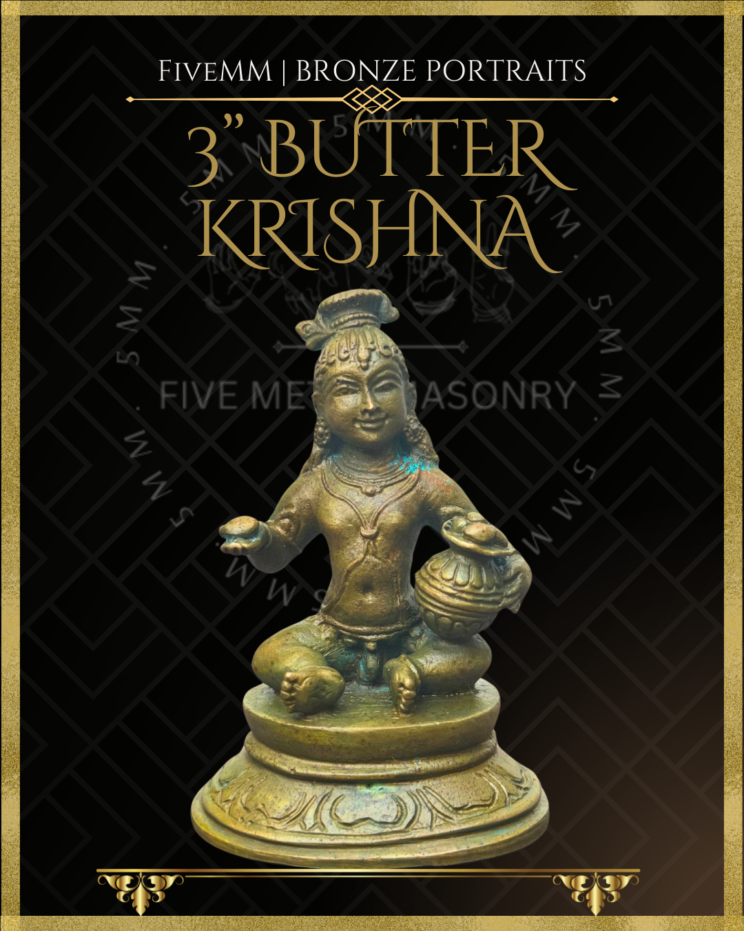 Butter Krishna Panchaloha Bronze Icon - 3"