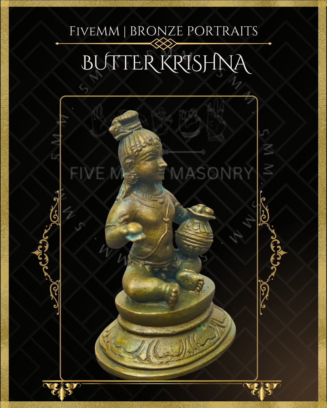 Butter Krishna Panchaloha Bronze Icon - 3"