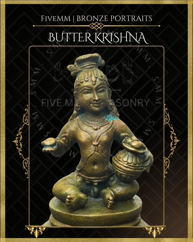 Butter Krishna Panchaloha Bronze Icon - 3"