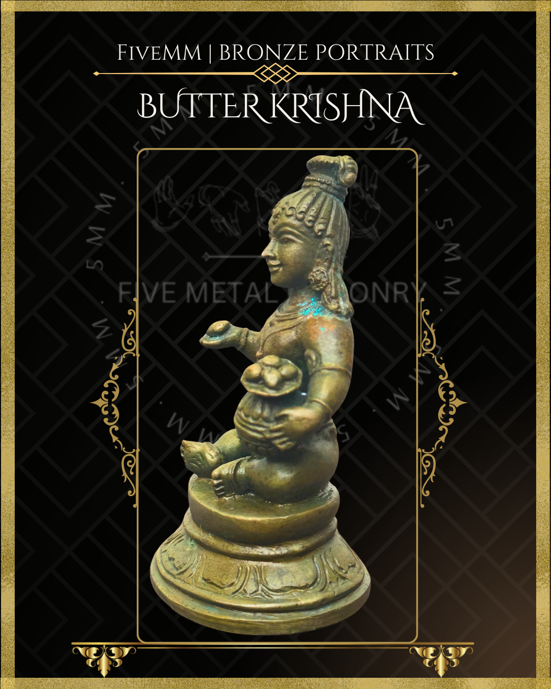Butter Krishna Panchaloha Bronze Icon - 3"