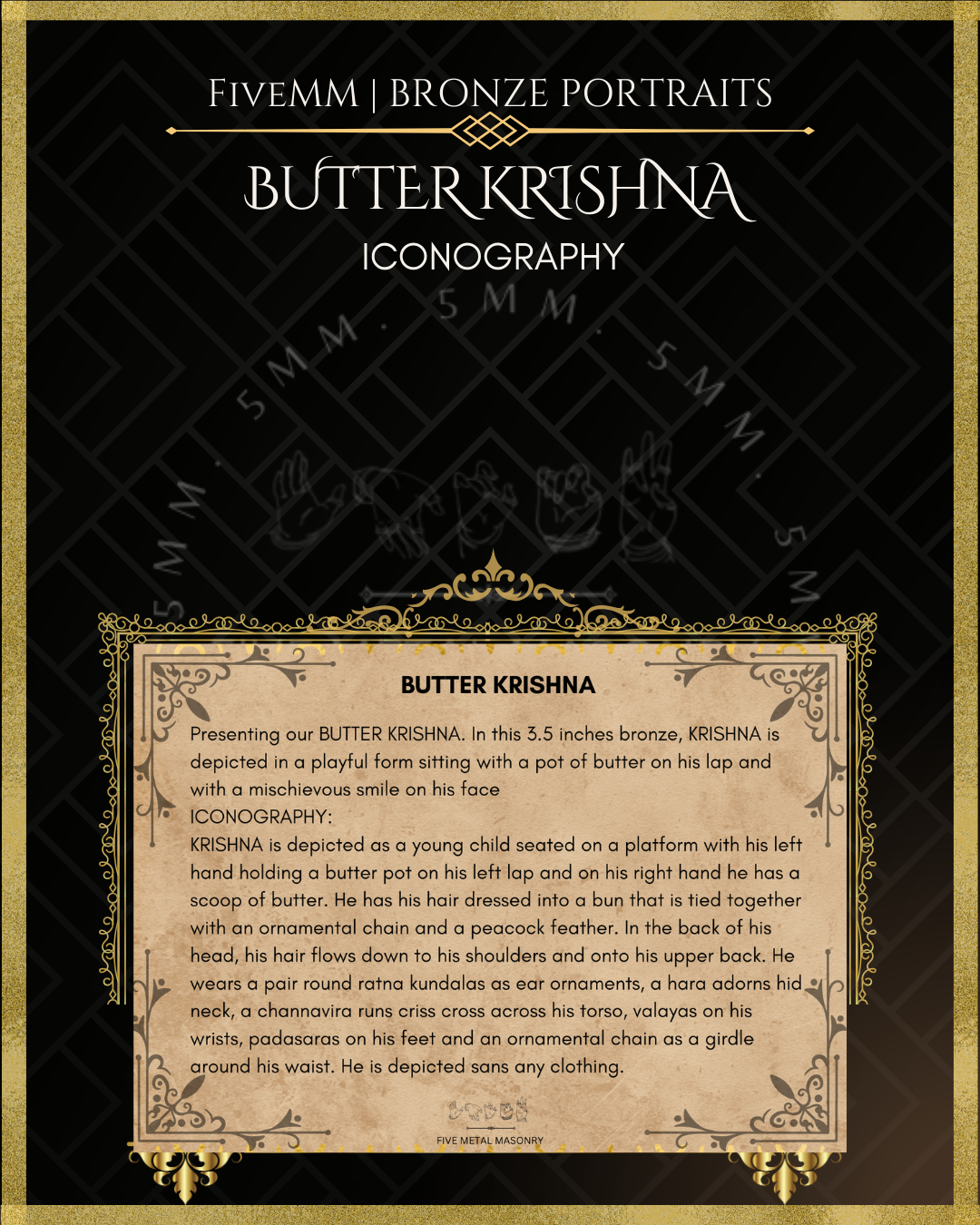 Butter Krishna Panchaloha Bronze Icon - 3"