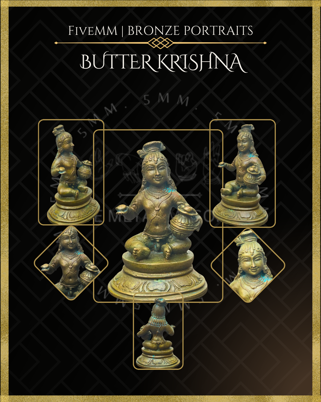 Butter Krishna Panchaloha Bronze Icon - 3"