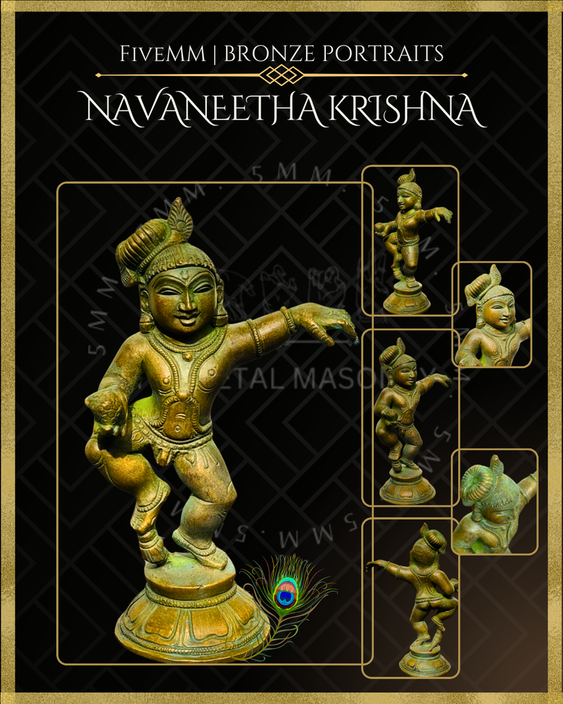 Navanita Krishna Panchaloha Bronze Icon - 6"