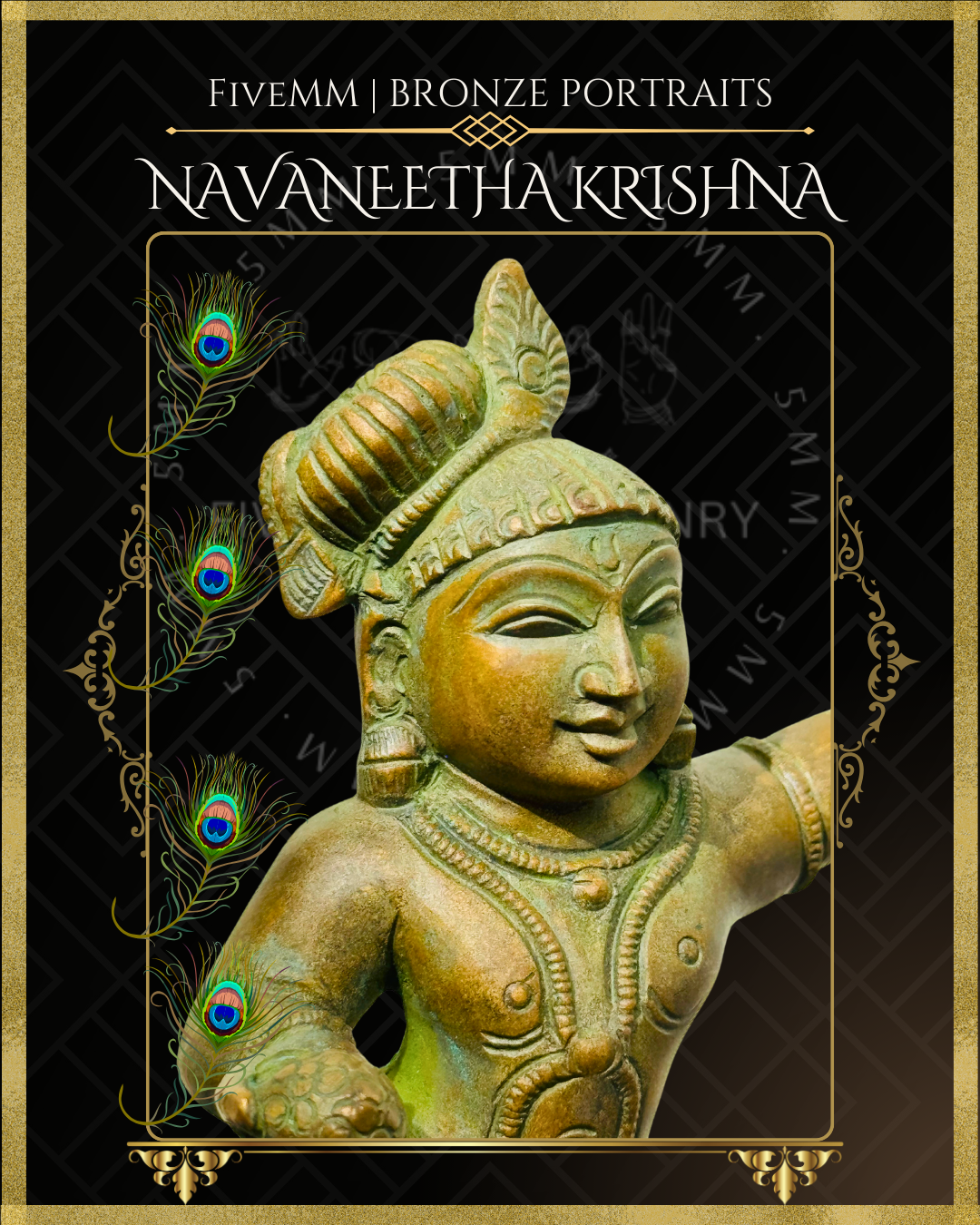 Navanita Krishna Panchaloha Bronze Icon - 6"
