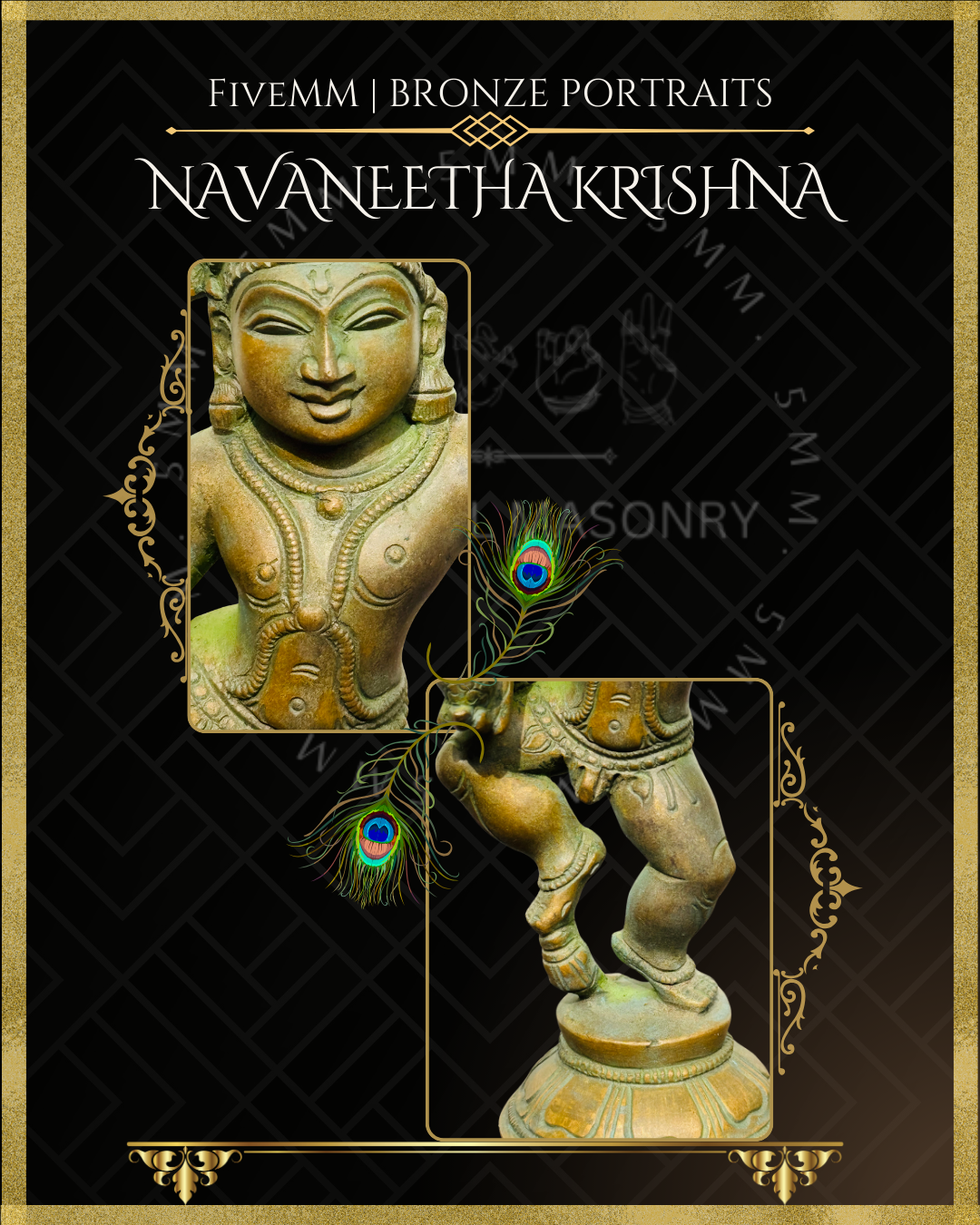Navanita Krishna Panchaloha Bronze Icon - 6"