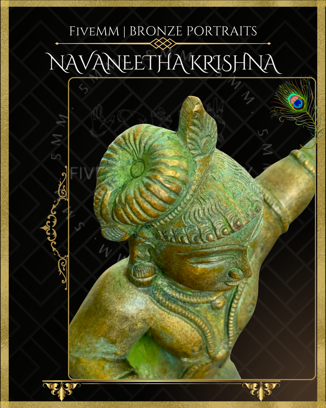 Navanita Krishna Panchaloha Bronze Icon - 6"