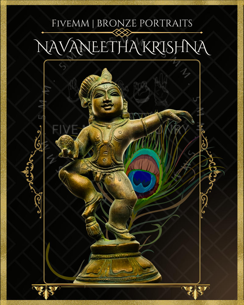 Navanita Krishna Panchaloha Bronze Icon - 6"