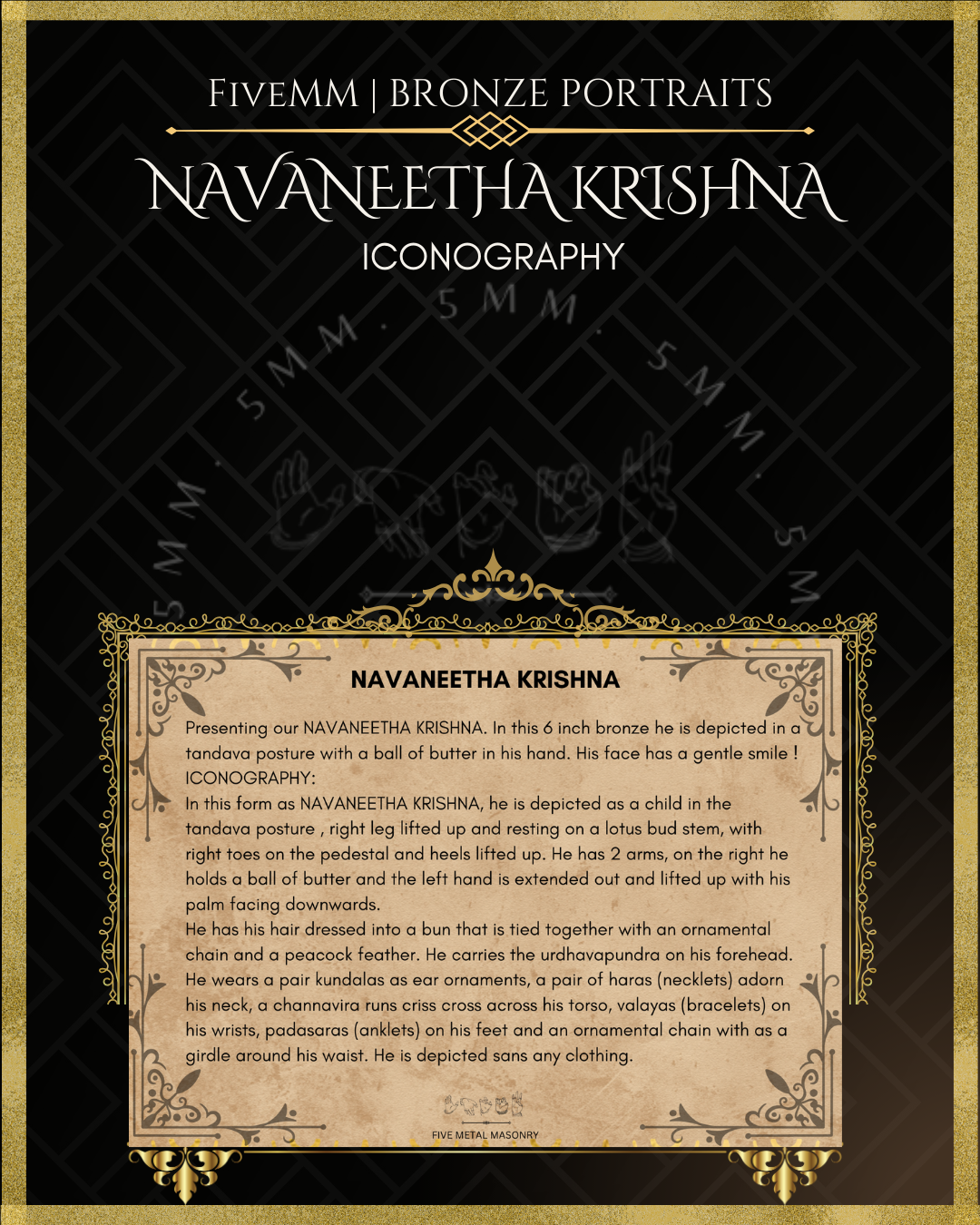 Navanita Krishna Panchaloha Bronze Icon - 6"