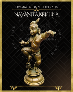 Navanita Krishna Panchaloha Bronze Icon - 5.5"