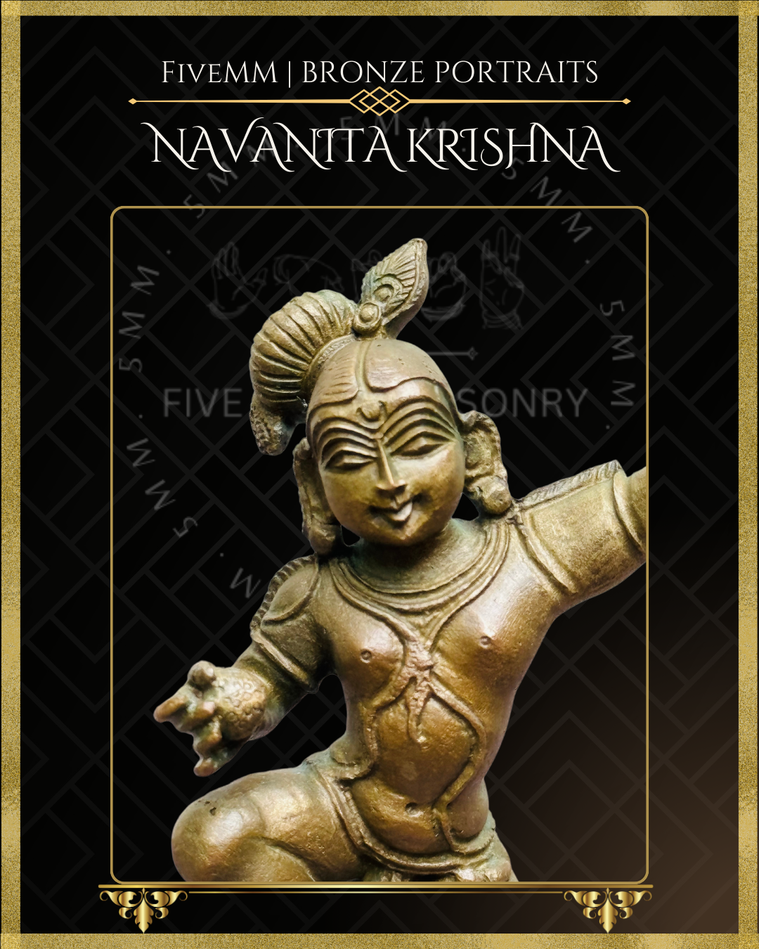 Navanita Krishna Panchaloha Bronze Icon - 5.5"