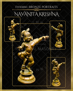 Navanita Krishna Panchaloha Bronze Icon - 5.5"