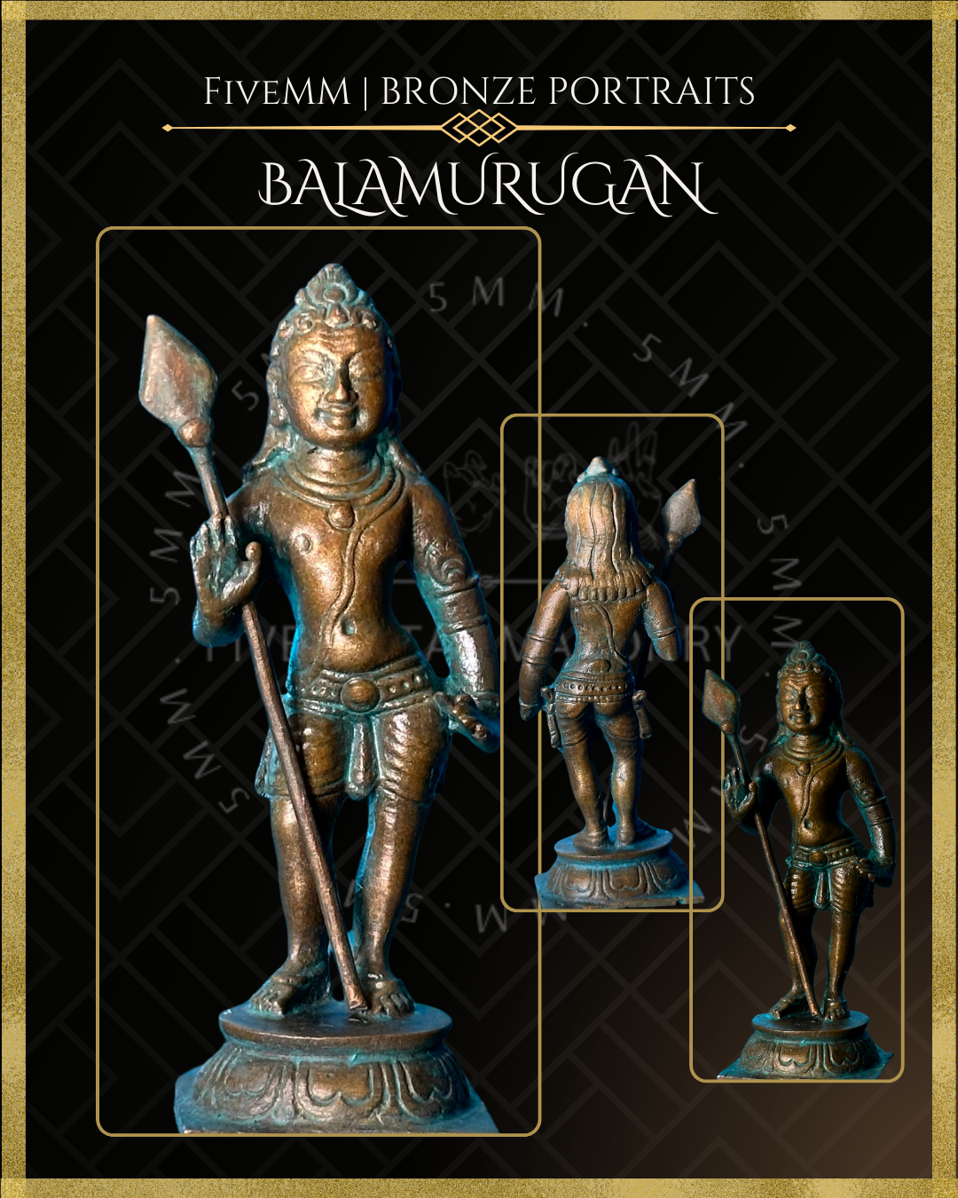 Bala Murugan Panchaloha Bronze Icon - 2.5" - Antique finish