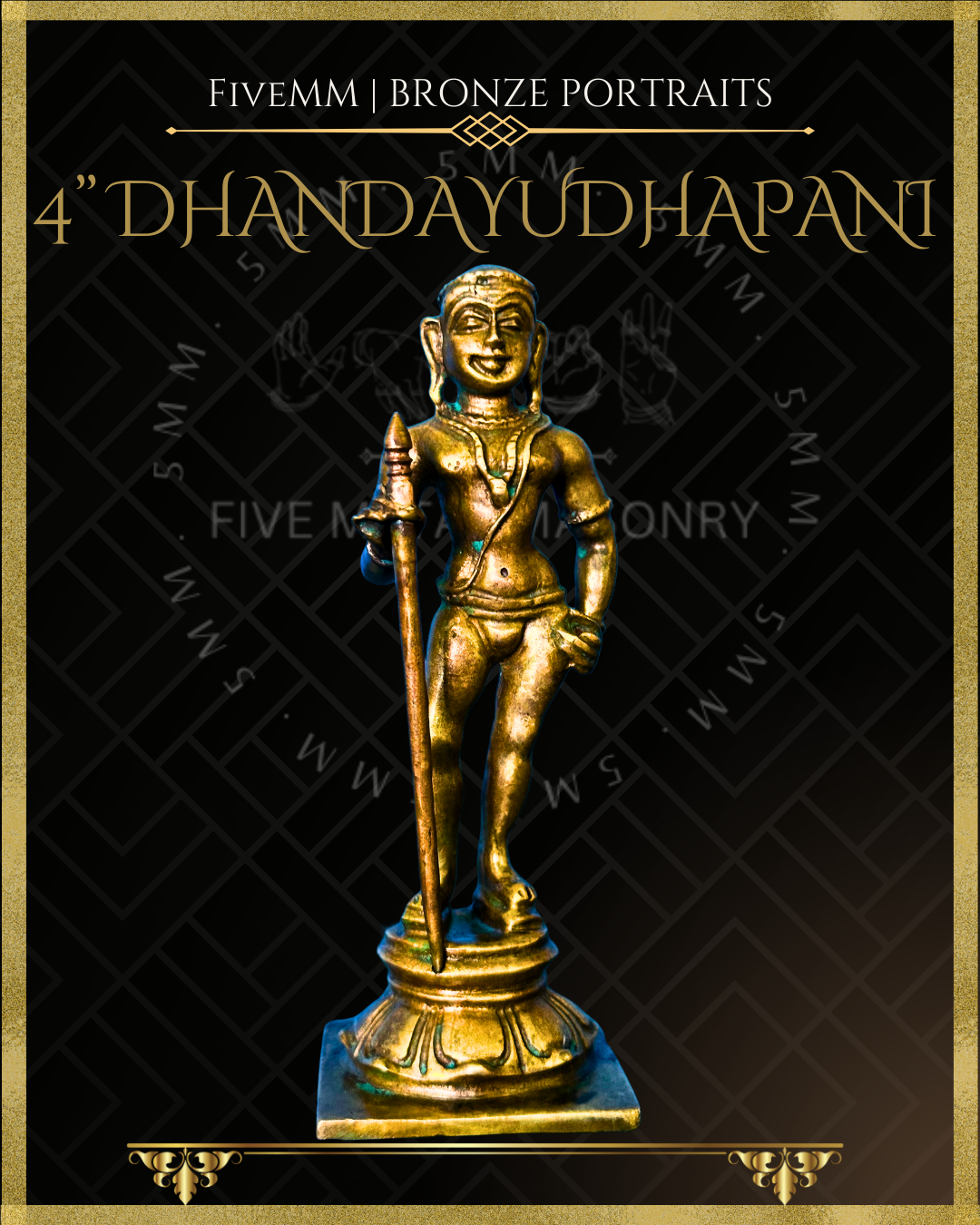Dhandayudhapani Murugan Panchaloha Bronze Icon - 4"