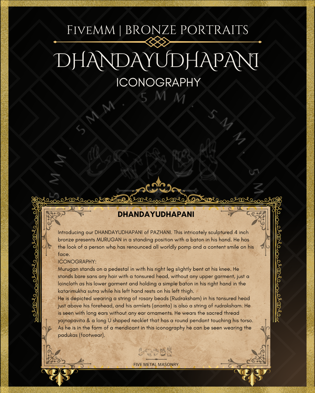 Dhandayudhapani Murugan Panchaloha Bronze Icon - 4"