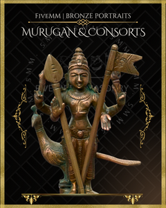 Murugan with Valli and Devasena Panchaloha Bronze Icon Set - 5"