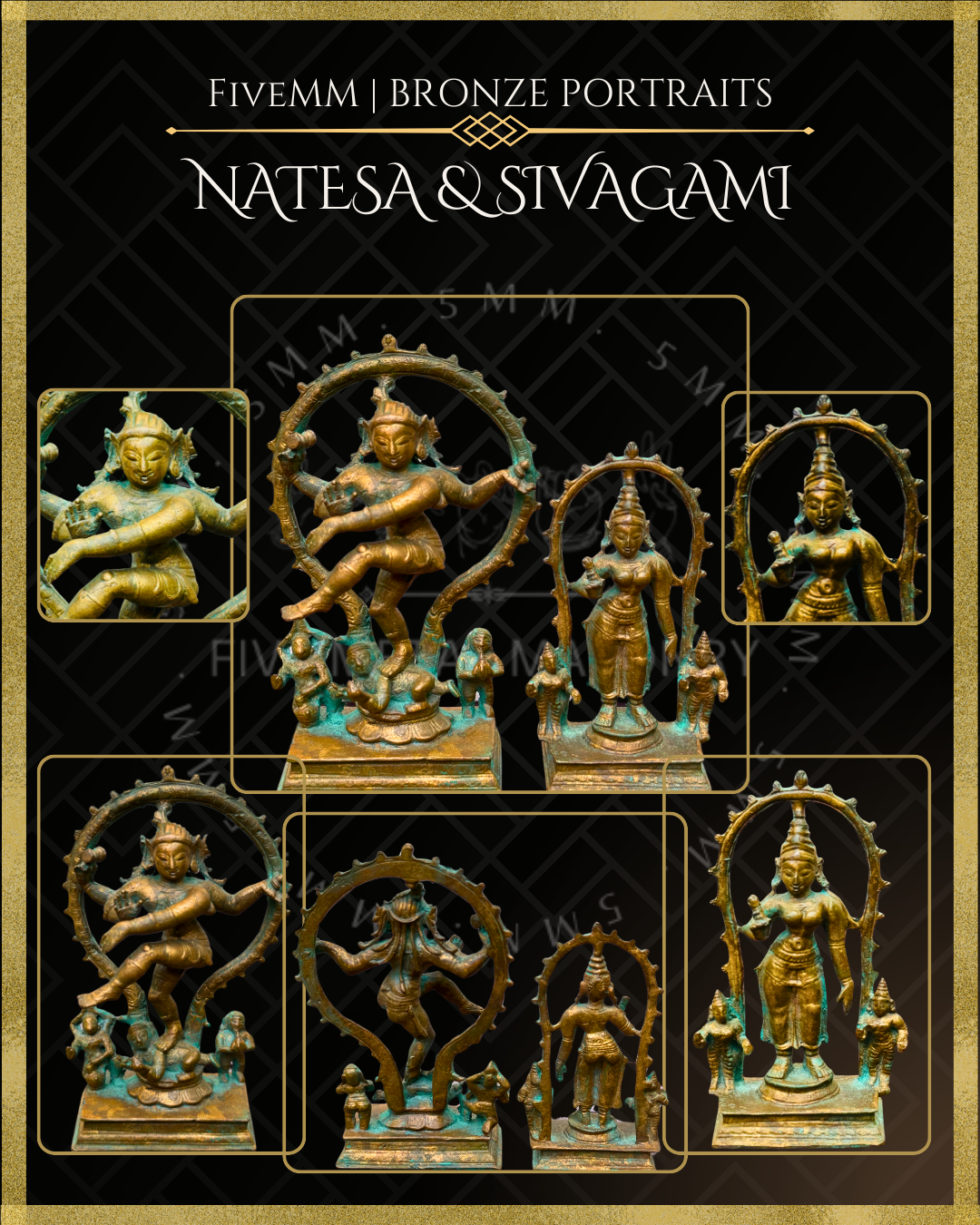 Thillai Nataraja With Sivagami Panchaloha Bronze Icon Set - 4.5"