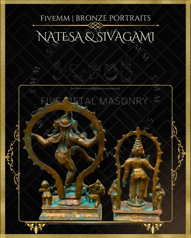 Thillai Nataraja With Sivagami Panchaloha Bronze Icon Set - 4.5"