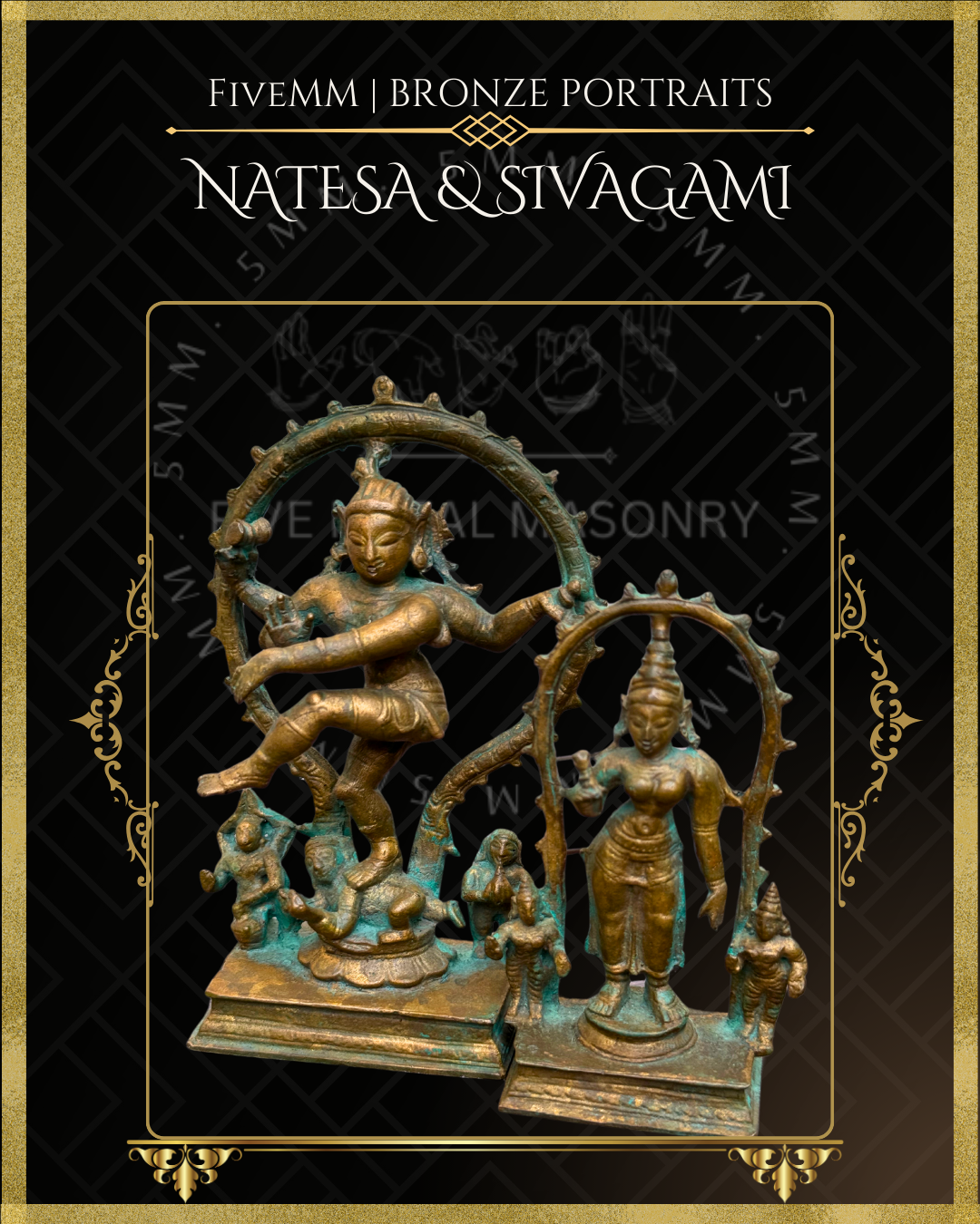 Thillai Nataraja With Sivagami Panchaloha Bronze Icon Set - 4.5"