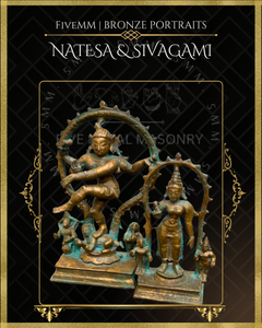 Thillai Nataraja With Sivagami Panchaloha Bronze Icon Set - 4.5"