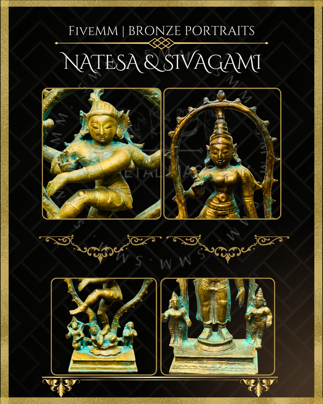 Thillai Nataraja With Sivagami Panchaloha Bronze Icon Set - 4.5"