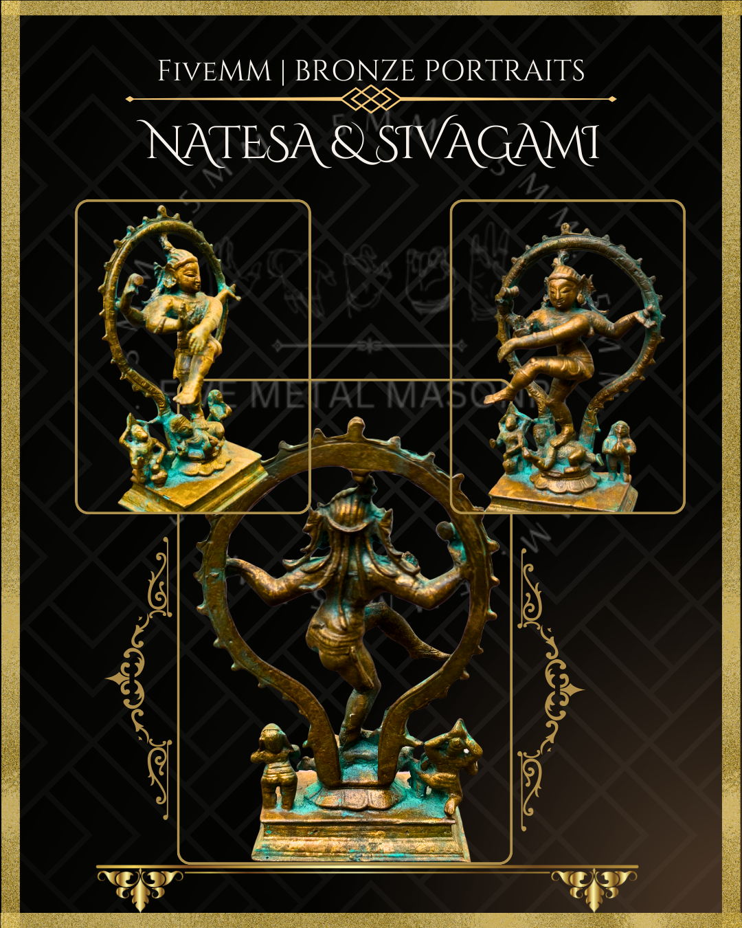 Thillai Nataraja With Sivagami Panchaloha Bronze Icon Set - 4.5"