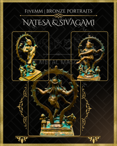Thillai Nataraja With Sivagami Panchaloha Bronze Icon Set - 4.5"